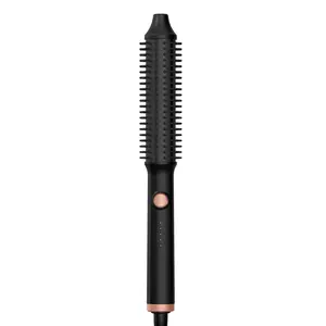 1.5inch Ionic Blowout Brush, Anti-Frizz Hair Round Straightener Curling  Heated Dual Voltage Thermal Brush Curl