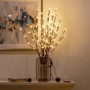 3 Pack LED Branch Lights, Lighted Branches, Battery Powered, LED Mood Light, Artificial Tree Decorations for Vases, Tables, Fireplace Mantels, Home Wedding Party Decoration, Tabletop Decoration