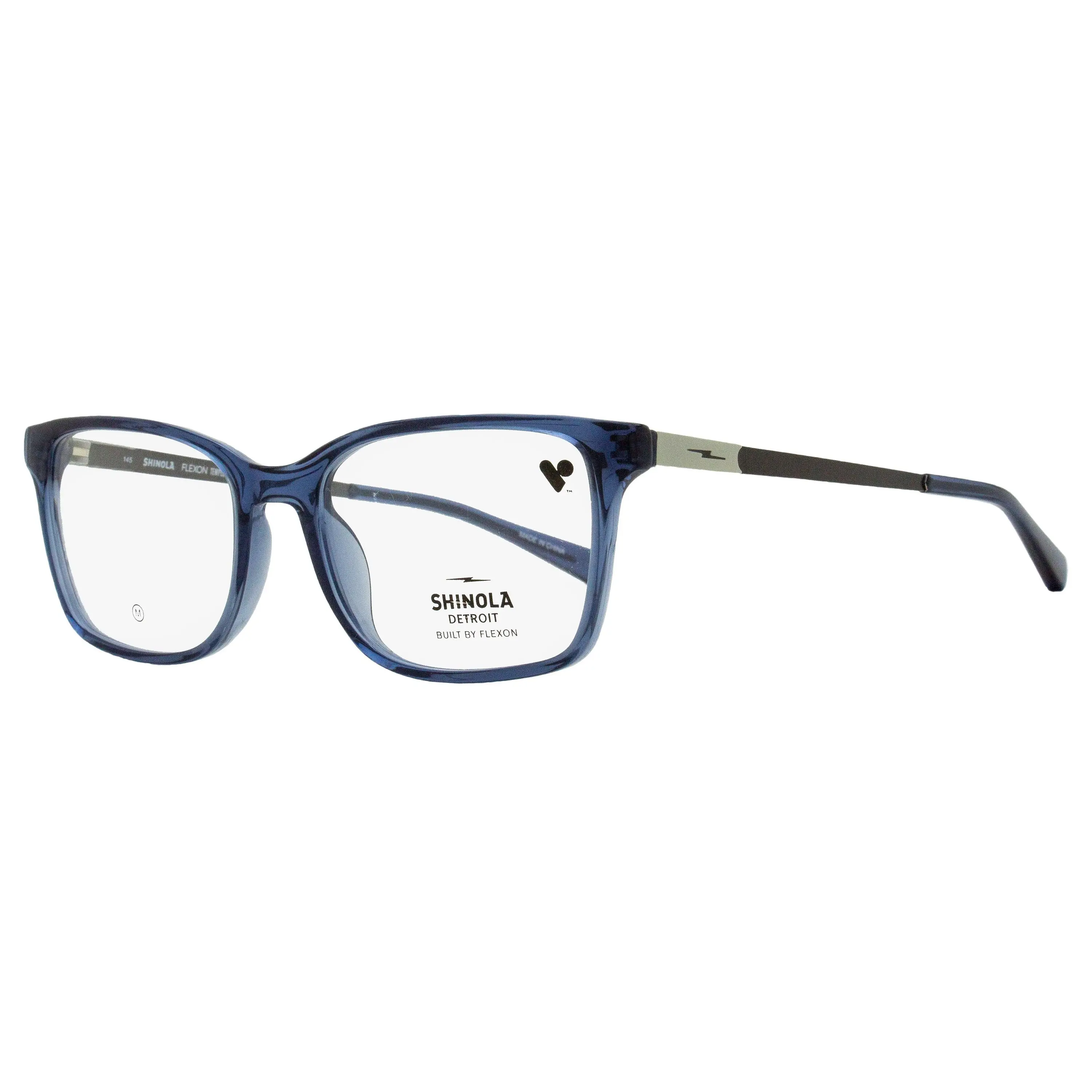 Shinola SH37003 Classic Rectangular Unisex Eyeglass Frames - Crystal Blue Plastic, Flexible Flexon Temples, 53mm Lens Width