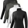 Women's 4-Piece High-Neck Full-Sleeve Slim-Fit Comfortable Sport Thermal Underwear Set - Top & Bottoms Clothing, Solid Color, Style-Focused 4-pc Workout Set for Fitness Layering, Clothes for Women