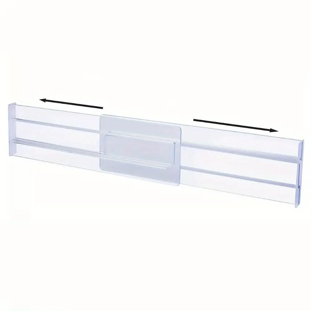 Drawer divider storage rack, adjustable 8cm height, expandable from 27.7-52.5cm to kitchen drawer storage rack, transparent plastic