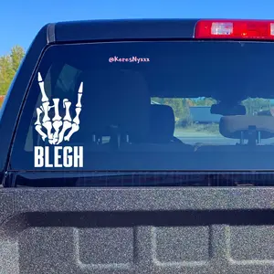 BLEGH Vinyl Decal Skeleton Hand Sticker | Metal, Goth, Music, Metalcore, Metaltok