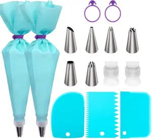 Reusable Piping Bags and Tips Set – Complete Frosting Kit with Pastry Bags, Standard Converters, Silicone Rings, and Cake Decorating Tools for Cookies, Icing, and Cupcakes