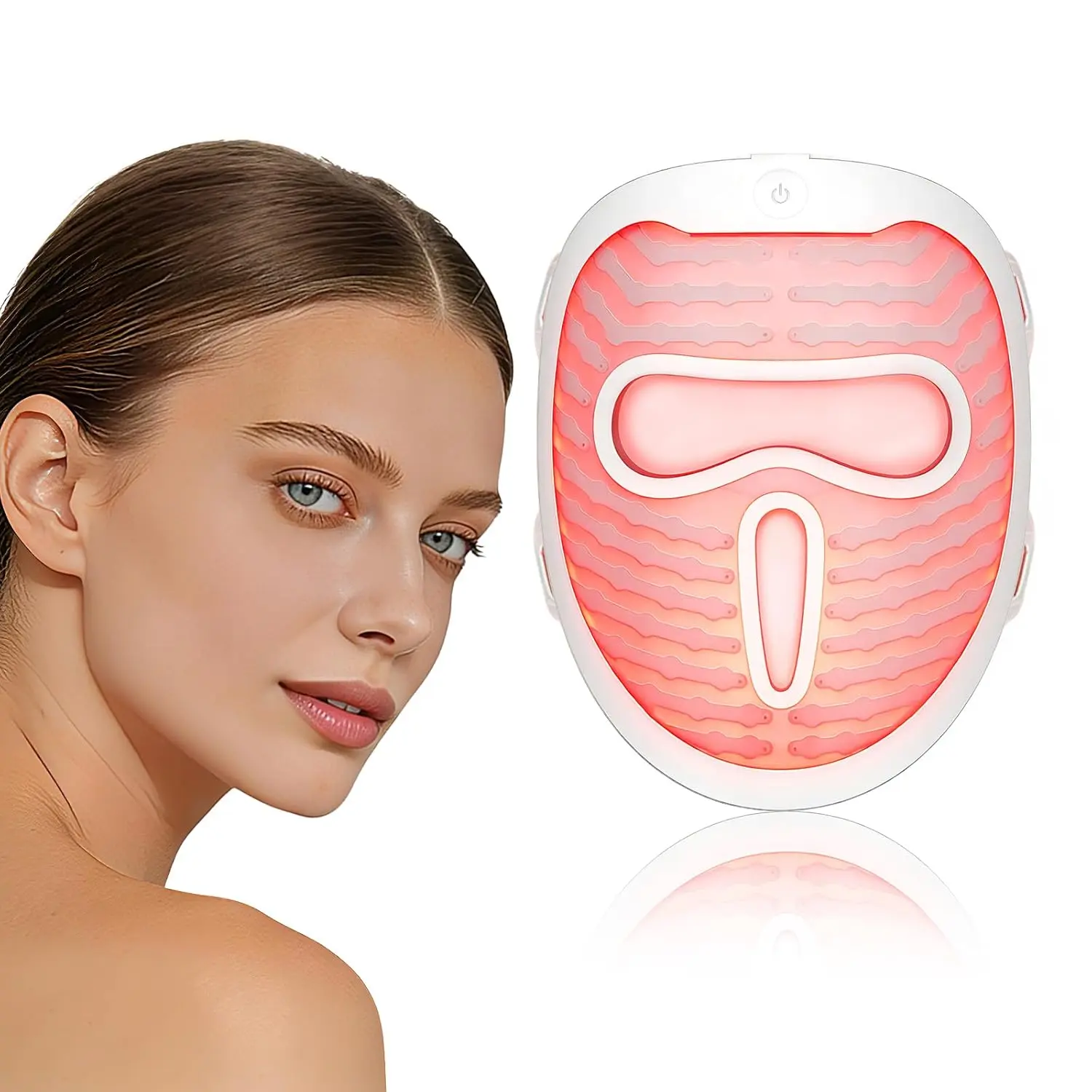 DPFACE SensGlow Cordless Red Light Therapy Mask for Sensitive Skin Anti Aging & Skin Firming Non-Contact Design Facial Care Gentle Non-Irritating Ergonomic Straps At-Home & Travel Friendly