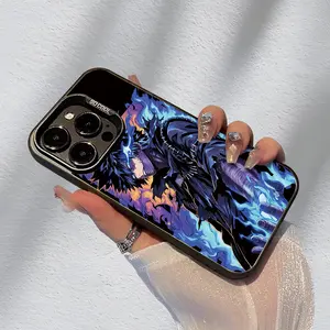 Phone Case: Laser Cartoon Blue Flame for Man Pattern Phone Case, Suitable for iPhone 17/16/15/14/13/12/11/XS/XR/X/7/8 Plus/Pro/Max/Mini - Creative, Fashionable, and Minimalist Design,  Full-Coverage Drop-Proof Protective Case, Suitable for Men