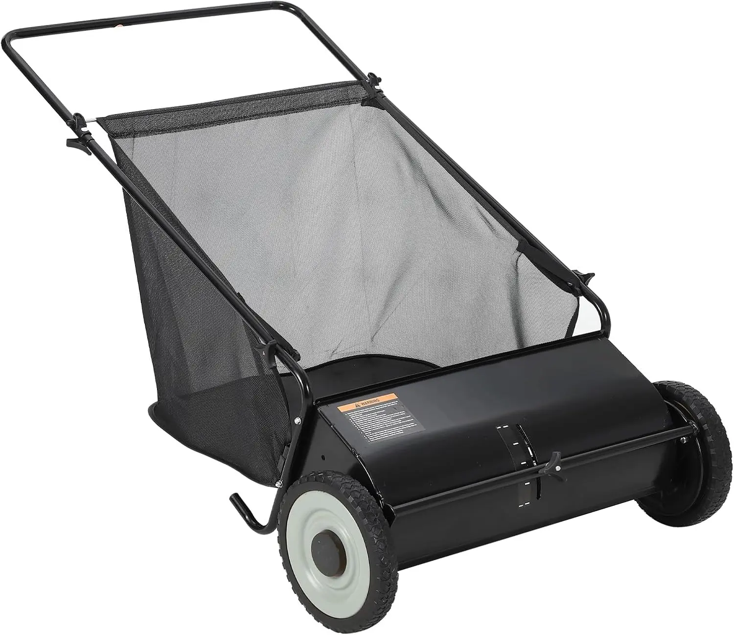Gaomon 26-Inch Manual Lawn Sweeper with Steel Frame, 7 cu ft Hopper (200L Capacity), 4 Fast-Spinning Brushes, Height Adjustment, Adjustable Handle, 30% More Sweeping Power, Quick Disposal for Grass Clippings & Debris, Black Outdoor Cleanup Tool