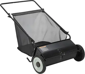GAOMON 26 in Push Lawn Sweeper,7 Cu. Ft. Hopper Capacity Grass Sweeper,Manual Push Yard Sweeper with Height Adjustment & 4 Fast Spinning Brushes for Grass Clippings,Leaves & Debris,Black