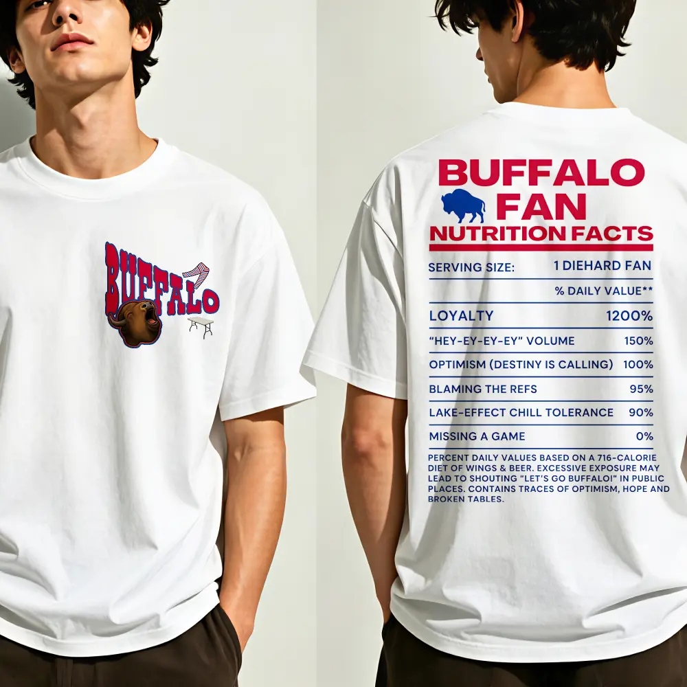 Double-sided Printing Buffalo Football Fan T-shirt, Mafia Humor Unisex Jersey T-shirt Sleeve Tee