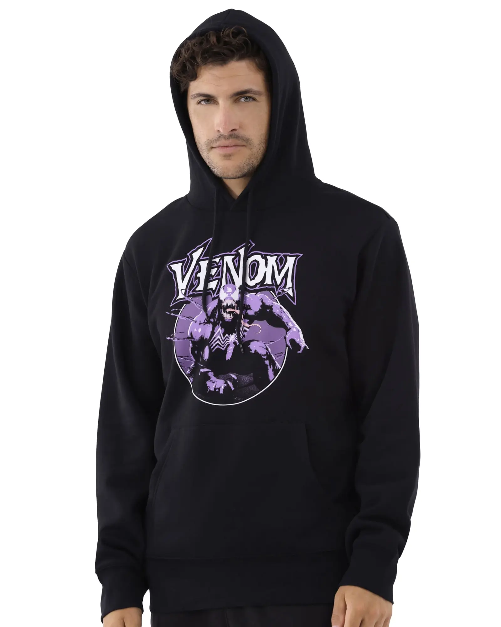 Marvel Venom Hoodie Mens Purple Symbiote Graphic Print Pullover, Tops, Sweatshirt, Kangaroo