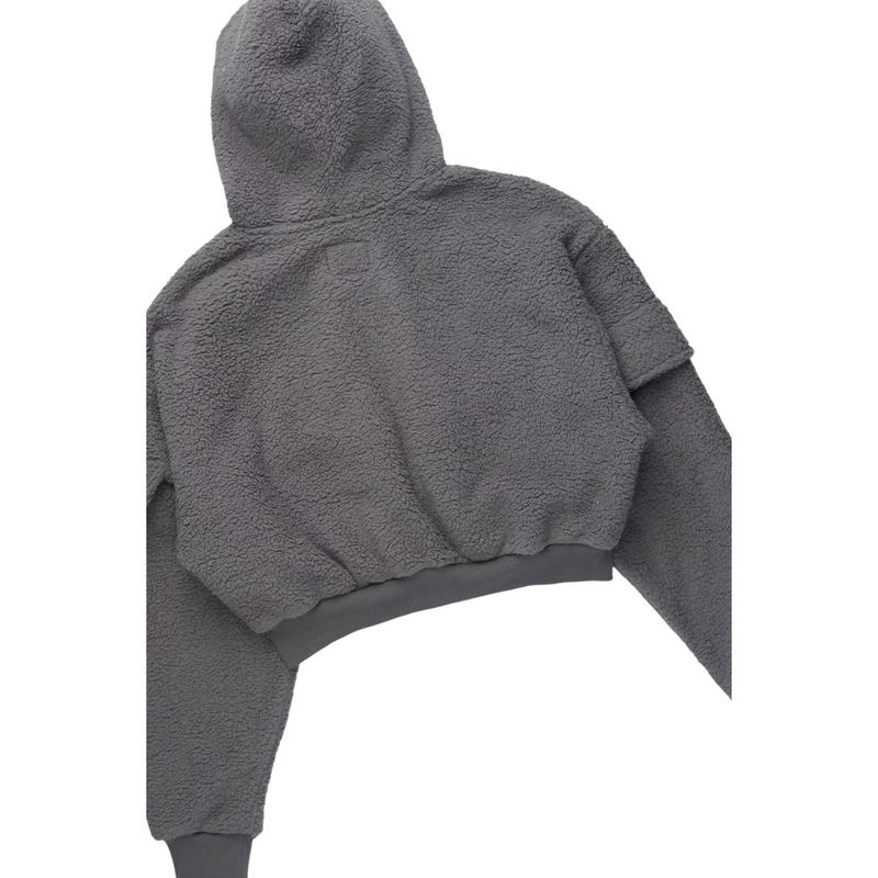 Renea Grey Sherpa Cargo Baggy Fit Track Set