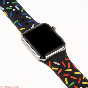 2026 Trending Rainbow-Colored Watch Band — Compatible with Apple Watch (Series 2, 3, 4, 5, 6, 7, 8, 9, 10, 11, SE) — Silicone Sports Band (Band Only)
