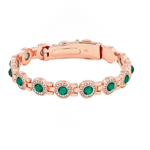Pure Copper Bracelets for Women, Ultra Strength Magnetic Therapy Bracelet for Pain Relief with Neodymium Magnets & Sparkling Cubic Zirconia, Adjustable,  Jewelry