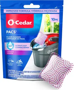 O-Cedar PACS Hard Floor Cleaner, Lavender Scent 10 Count 1-Pack, Naturally-Derived Ingredients, Safe for All Hard Floors, Improved Formula