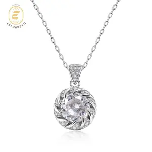 Moissanite 1-3ct Everlasting Love Bloom Halo Pendant Necklace Valentine's Day Wedding Engagement Anniversary Romantic Elegant Gift Daily Wear