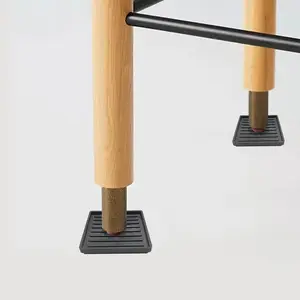 8Pcs Black Square Furniture Pads for Hardwood Floors, Anti-Slip Bed Stoppers, Furniture Caster Cups, Chair Leg Floor Protectors, Rubber Furniture Feet for Beds & Sofas