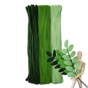 Green Color Trio Pipe Cleaner Set - 300pcs, Thick Fluffy Chenille Stems for Arts & Crafts, Perfect for Making Animals, Flowers, and Festive Decorations(12 inches x 0.24 inches)