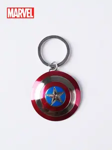 1PC Marvel Officially Licensed Captain America Shield Pewter Keyring Slivery Hard and Resistant to Falling Keychains  for Family Teacher Friends Marvel   Fans Funny Birthday Halloween Christmas Day Gifts