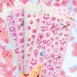 Cute Sakura Stickers, Cherry Blossom Decal, Floral Resin Animal Character Stickers, Small DIY Friendly Stickers for Scrapbooks, Notebooks, Laptops, Water Bottles (random Style)