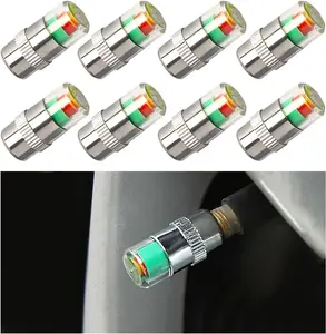 8 PCS Tire Pressure Monitor Valve Stem Caps, 2.4Bar 36PSI Car Tire Pressure Monitor Sensor Indicator with 3-Color Eye Alert, Universal Valve Stem Caps for Cars
