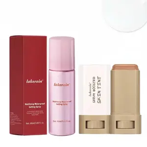 Makeup Setting Spray & Solid Foundation Bundle, 3pcs Waterproof Mattifying Spray with Long-lasting Cream Foundations, Lightweight Silky Texture Makeup Product for Gift