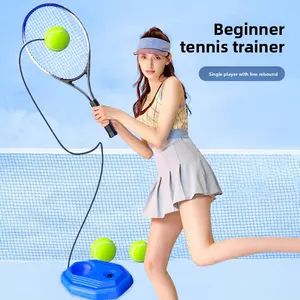 Tennis rebound trainer single player with line adult fixed high elastic racket single player self-playing tennis