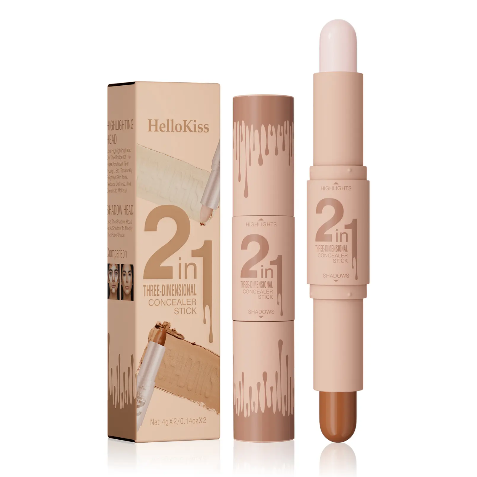 2-in-1 Contour & Highlighter Stick | Cream Sculpting Duo for Snatched Face | Blendable Bronzer & Glow Stick | Natural Finish for All Skin Tones