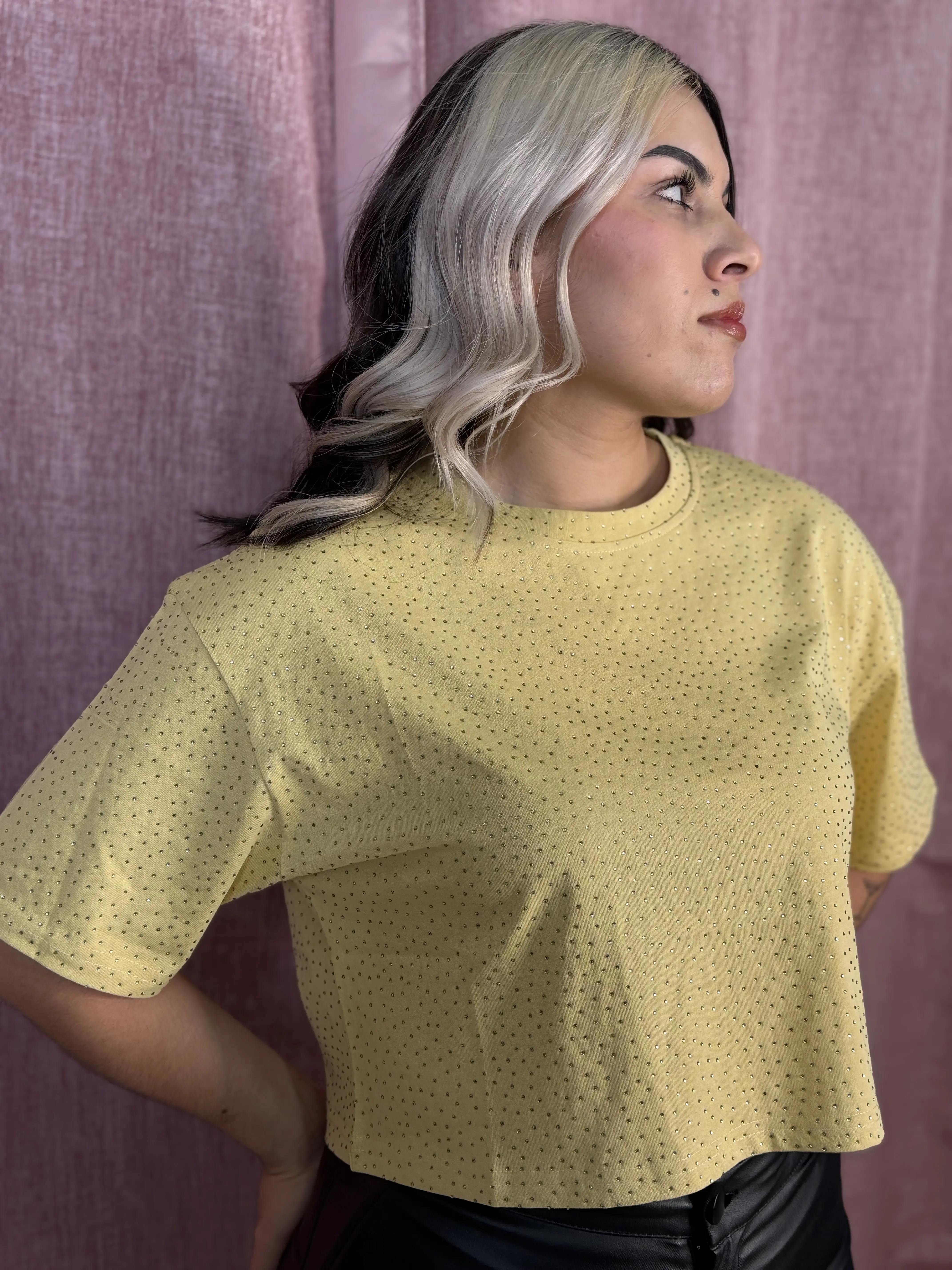 Lily's Cropped Rhinestone Top