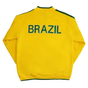 Men's Brazil Fleece Track Jacket in Yellow/Green/White - Fashionable Menswear Coat - Coats