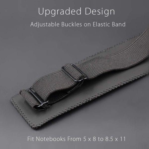 Adjustable Elastic Pen Holder for Notebooks, PU Leather Pencil Sleeve Pouch, Detachable Pen Loop for Journals, Planners & Binders, Fits 8 to 11 Inch Hardcover Notebooks, Black