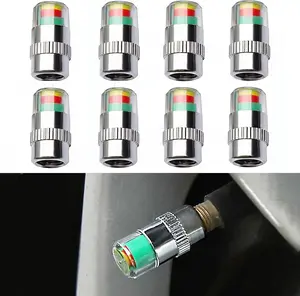 8Pcs Car Tire Pressure Monitor Valve Stem Caps Sensor Indicator 3 Color Eye Alert (3.0Bar 42-to-46 PSI)