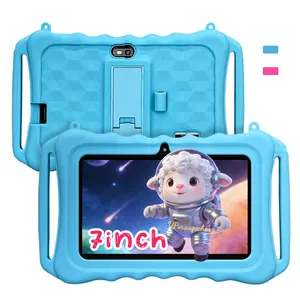 7 Inch Android Compact Tablet PC, HD Touchscreen Display, Dual Cameras, Parental Control, Educational Learning Device, Best Christmas Gift，No Adapter Included, Blue/Pink