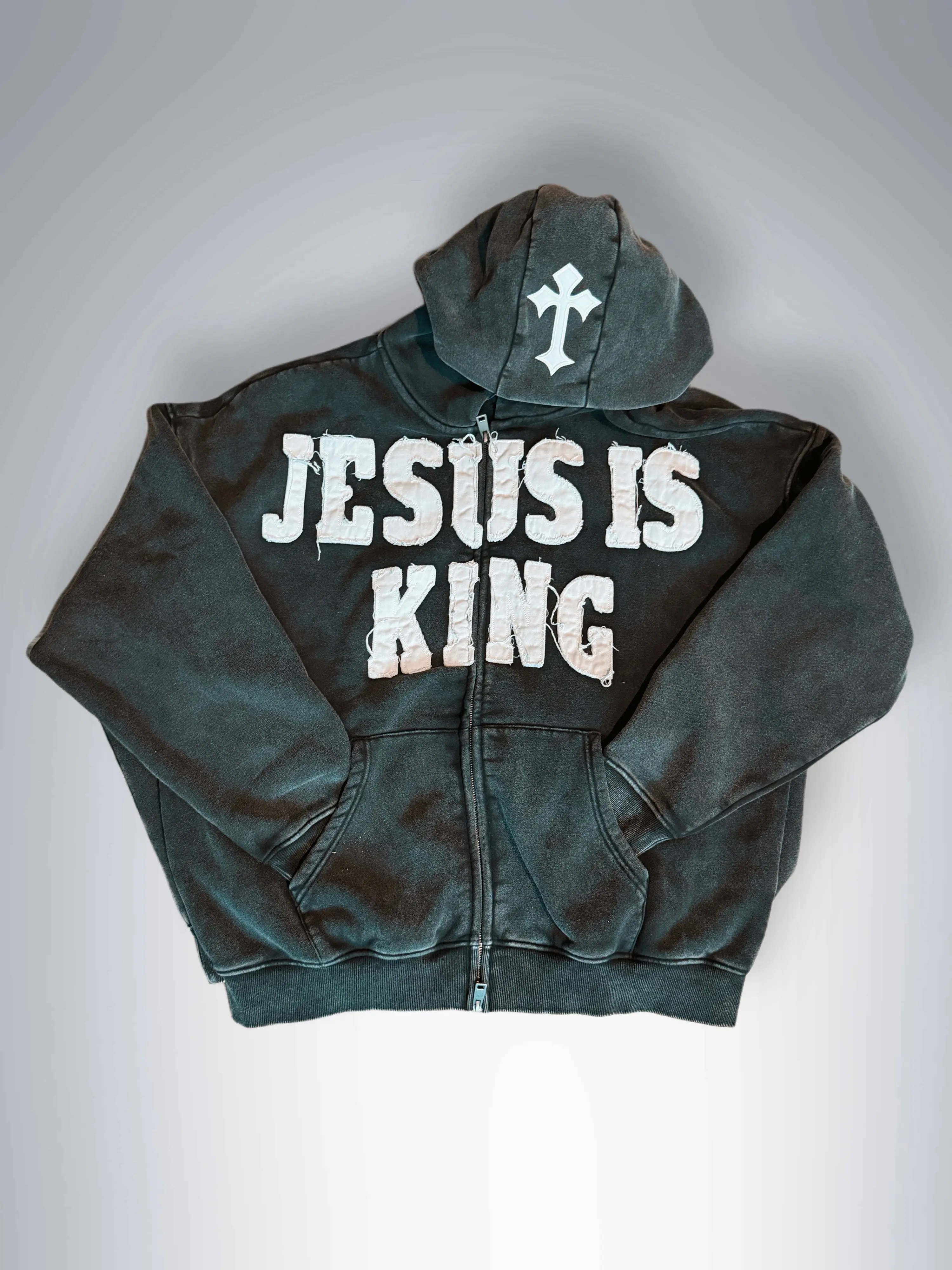 JESUS IS KING Acid Wash Heavyweight Jacket
