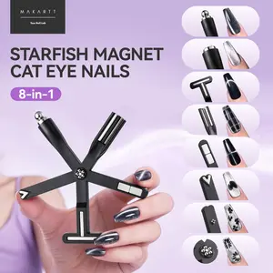 Makartt 8-in-1 Lightweight Compact Starfish Magnet Nail Care Tool – Strong Magnet for Cat Eye Gel Polish, Creates 8+ Unique French & Flower Designs, for DIY Manicure, Nail Techs