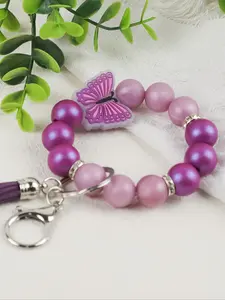 Macaron Color Butterfly Beaded, Multiple Colors Available, 3D Butterfly Decoration, Tassel Design, Trendy Cute Keychain, Perfect Gift for Family and Friends