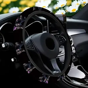 1pc 1.6x15 inch Highland cattle flowers Pattern car steering wheel cover, Car accessories, non-slip and comfortable, no inner ring, easy to install and remove, suitable for all car models, a gift for car enthusiasts, 3.02CYJ-2