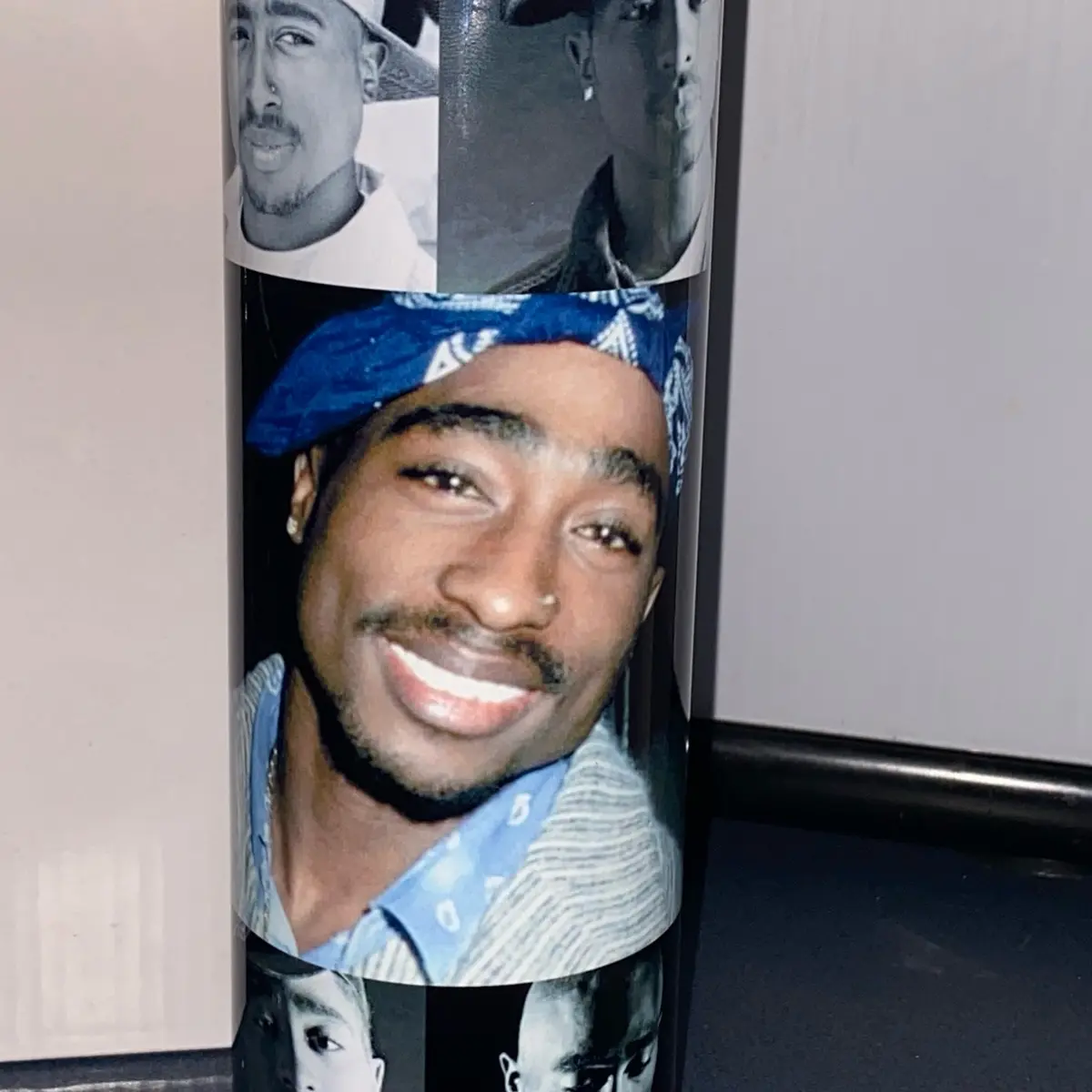 20 oz stainless steel Tupac tumbler with straw 20 oz stainless steel Tupac tumbler with straw