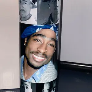 20 oz stainless steel Tupac tumbler with straw