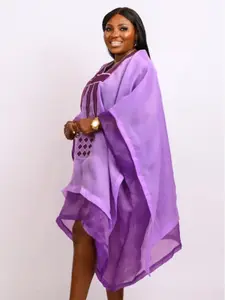 Lilac and purple short Boubou kaftan dress