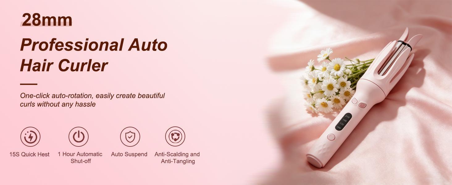 Fully automatic hair curling rod lazy hair curling tool electric rotating hair curler for large curls without damaging the hair. Professional hair styling tool, household hair styling tool.