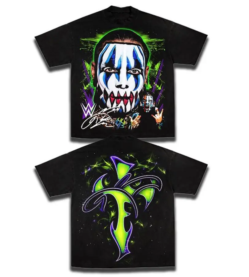 Jeff Hardy 90s Vintage, The Charismatic Enigma - WWE4U Edition Double Printed Oversize Lightweight Tee Vintage WWE4U Fans TV Series Graphic Design Top Cotton Wrestling Streetwear T-Shirt Clothes Menswear Womenswear.