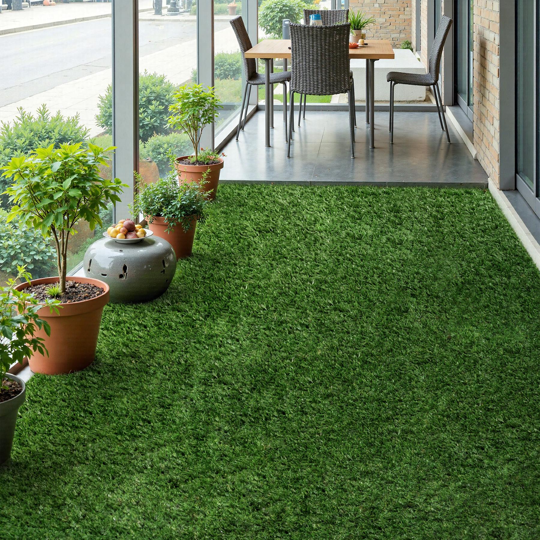Premium 8mm Thick Artificial Grass Turf, 63000-Density Field Green Synthetic Lawn with PP+SBR Latex Backing, Easy-to-Cut Mat (3x5ft to 7x15ft Sizes) for Patio, Garden, Pet Area