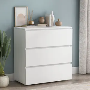 FUFU&GAGA Modern 3-Drawer Dresser Chest, Wooden Dresser Tower with Wide Storage Space, Dresser Closet for Nursery Living Room Bedroom
