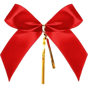 Satin Bows 4 Inch - 30 count Bulk Craft  for Christmas Tree Decor,  Wrapping & Wreath Accents,  Twist Tie Mini Bows(Red)
