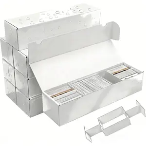 Upgraded Card Storage Box with Removable 5-Compartment,8-Pack Laminated Trading Card Storage Box, Organization Storage for Trading Cards Prevents Leaning,Bulk Card Box for TCG/Mtg/Sports Cards Storage
