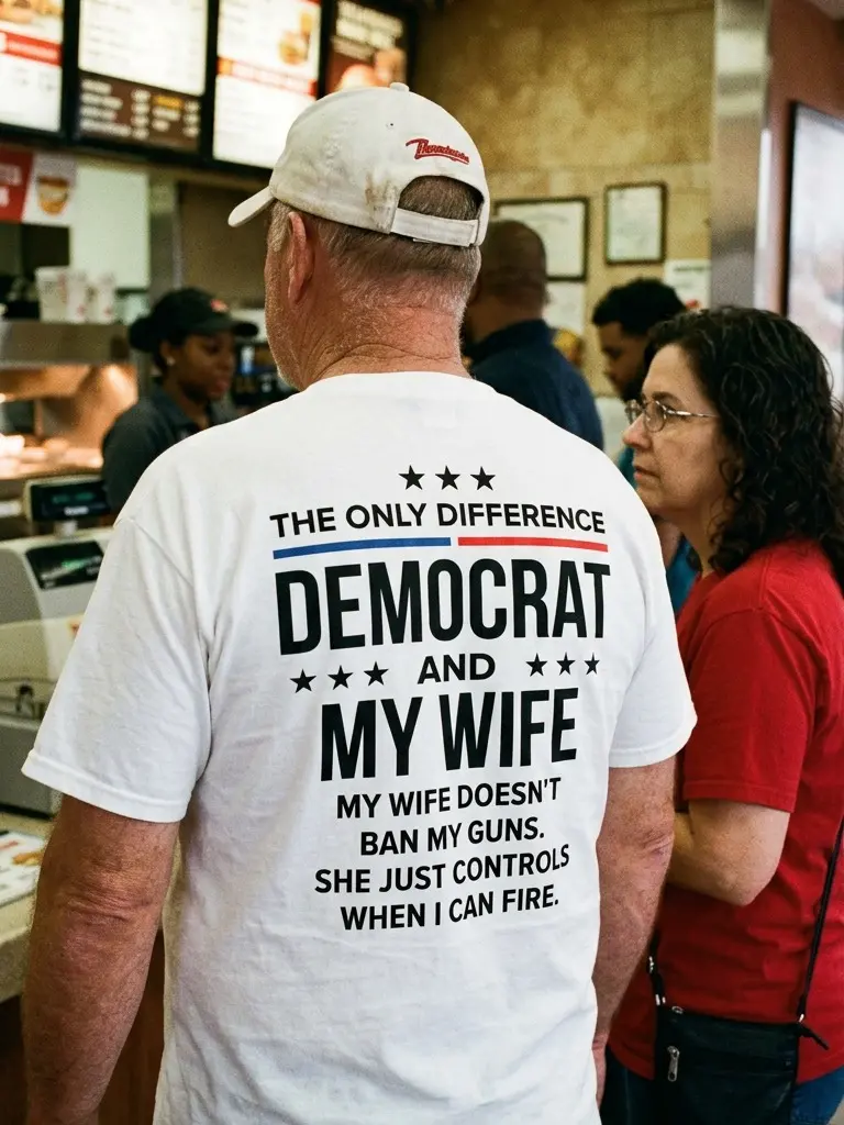 Men's Funny Political T-Shirt, Cotton Streetwear Top with Short Sleeve and Round Neck, Humorous Conservative Husband Gift, Shortsleeve, Tshirt