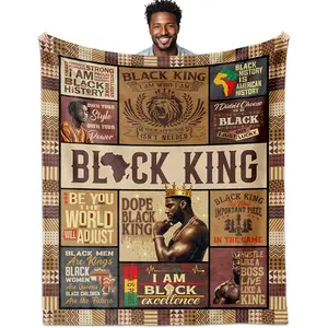 African American Black Gifts for Men, Afro Dope Black Men Blanket 60"X80", Encouragement Inspirational Gifts for Males Boys Papa Dad Son Birthday/Fathers Day/Juneteenth