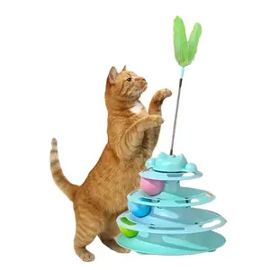 1pc Cat Spinner Toy, Self-Entertainment Anti-Boredom Teaser Wand with Spinning Ball, Feather Cat Teaser for Kittens, Interactive Rotating Toy for Cats, Suitable as a Gift for Global Holidays. Small Ball Shipped in Random Colors