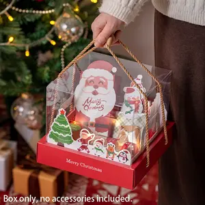 Christmas Transparent Handheld Beautiful Gift Box for Souvenirs, Candy, Scarves, Cakes, Christmas Eve Apples Packaging Box