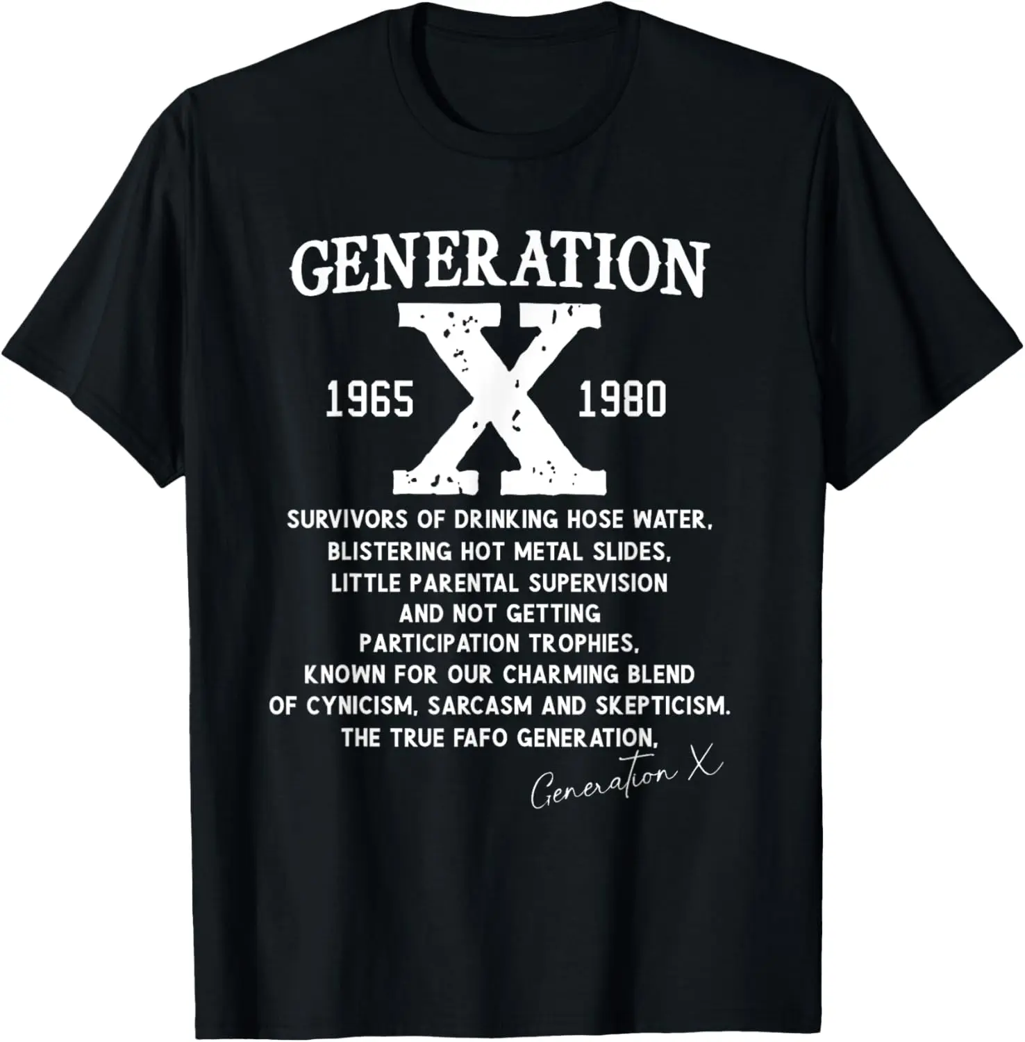 Proud Gen X 1965 to 1980 Vintage Generation X Summer Casual Shortsleeve Cotton T-Shirt
