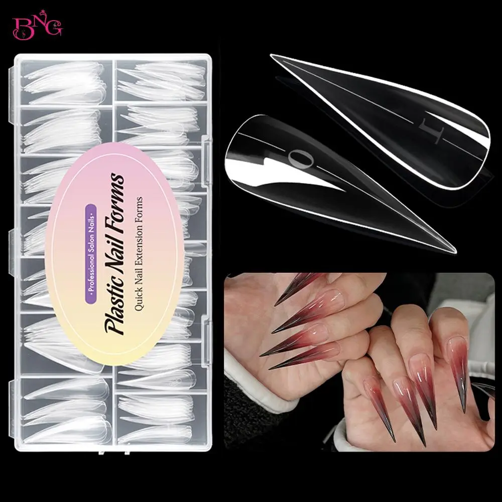 BNG Claw Shape Nail Dual Forms 150Pcs Nail Forms for Builder Gel Reusable 15 Sizes Extension Acrylic Nail Molds Set for Manicure
